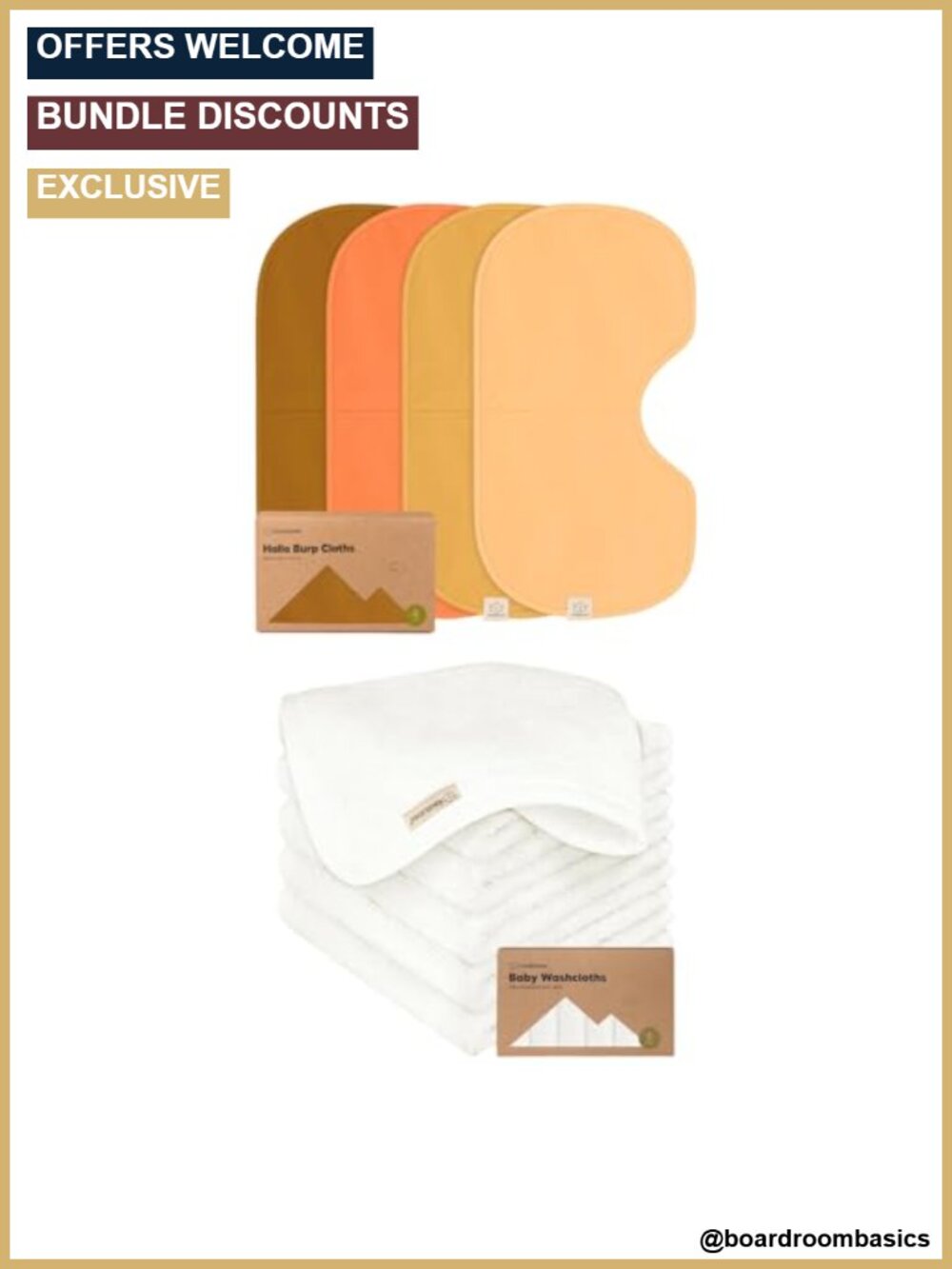 KeaBabies 4Pack Burp Cloths & 6Pack Baby Washcloths | Cotton, Extra Large,